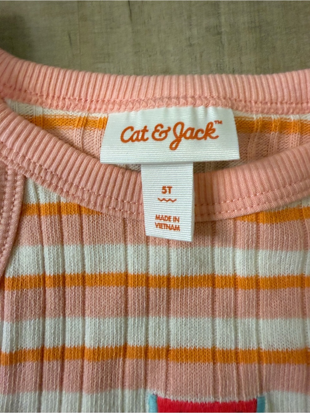 Toddler Girls' Striped Knit Tank Top - Cat & Jack Pink/Orange 5T - Picture 4 of 6